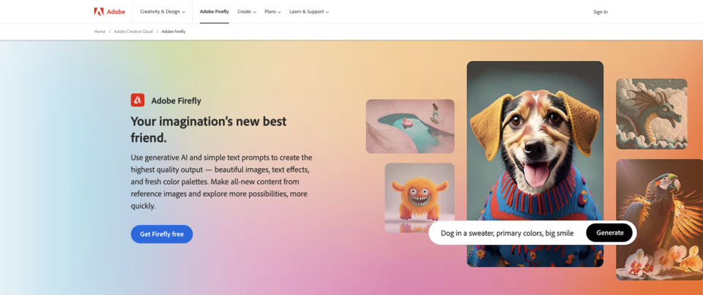 Adobe FireFly landing page
