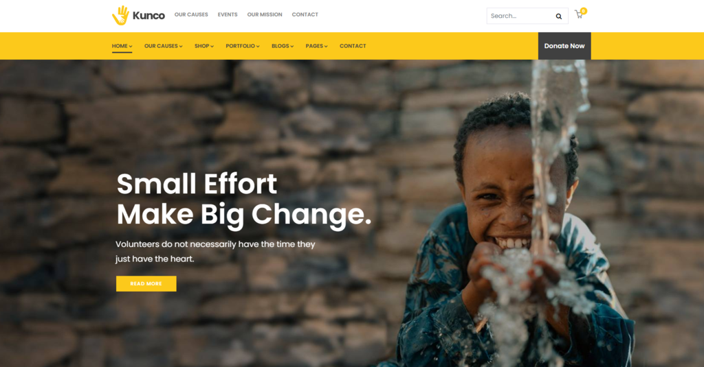 Kunco WordPress theme homepage