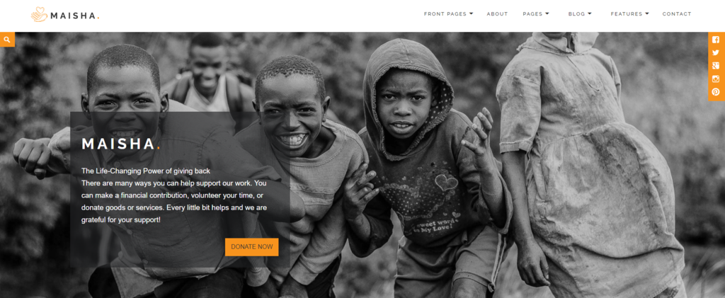 Maisha WordPress theme homepage