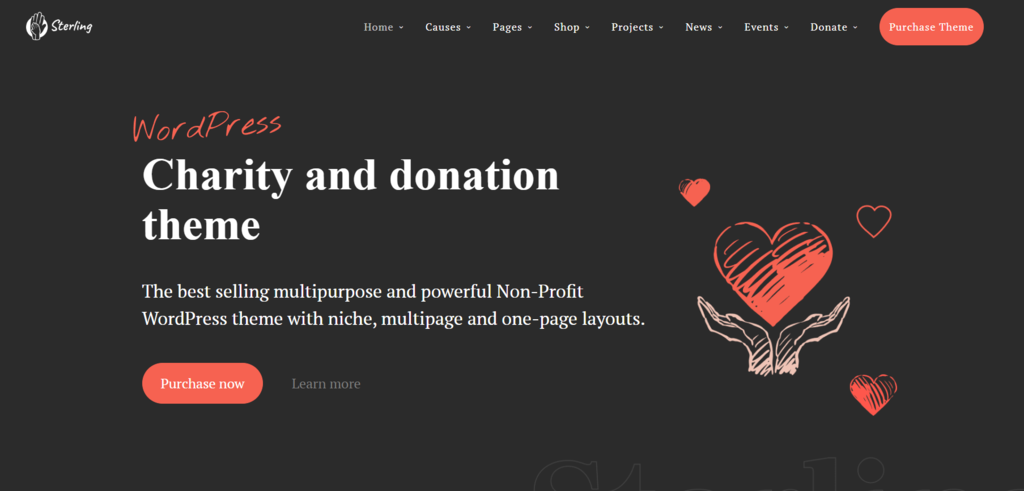 Sterling WordPress theme homepage