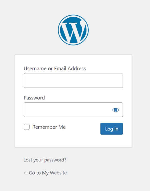 The WordPress admin login page