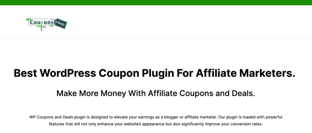 WP Coupons and Deals plugin homepage