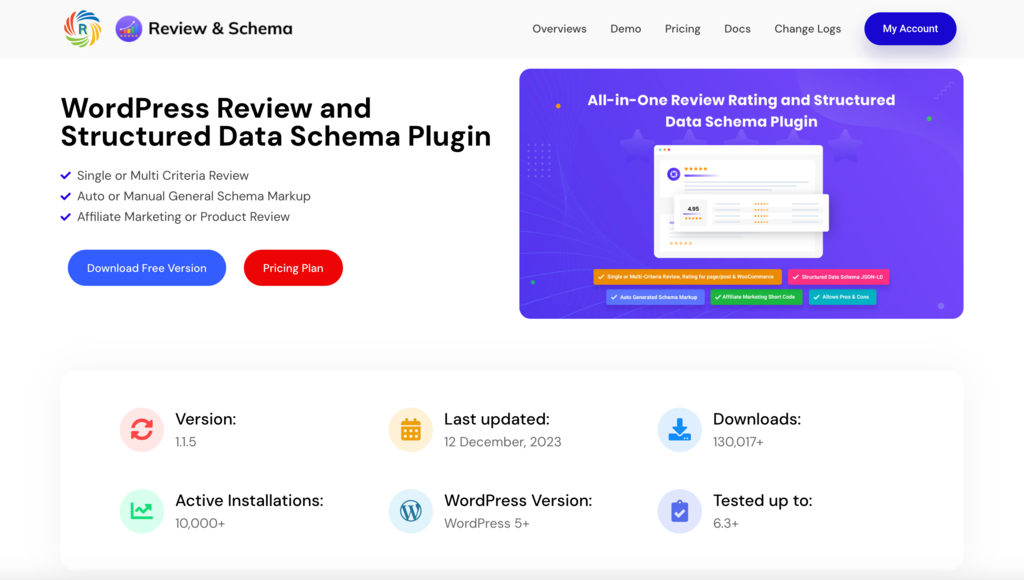 WordPress Review Structured Data schema plugin homepage