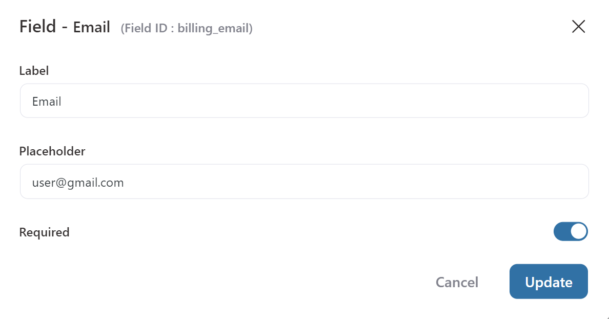 The Field - Email pop-up in the Design tab
