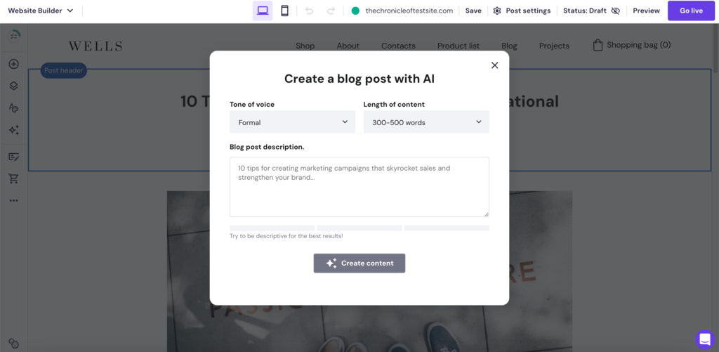 Hostinger's AI Blog Generator