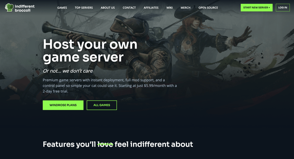 Indifferent Broccoli's landing page
