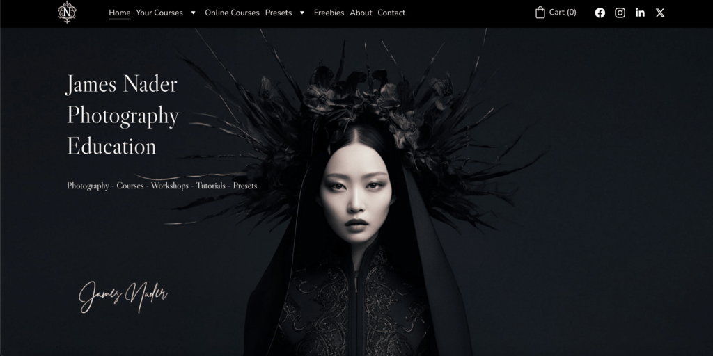 James Nader Photography Education informational website homepage