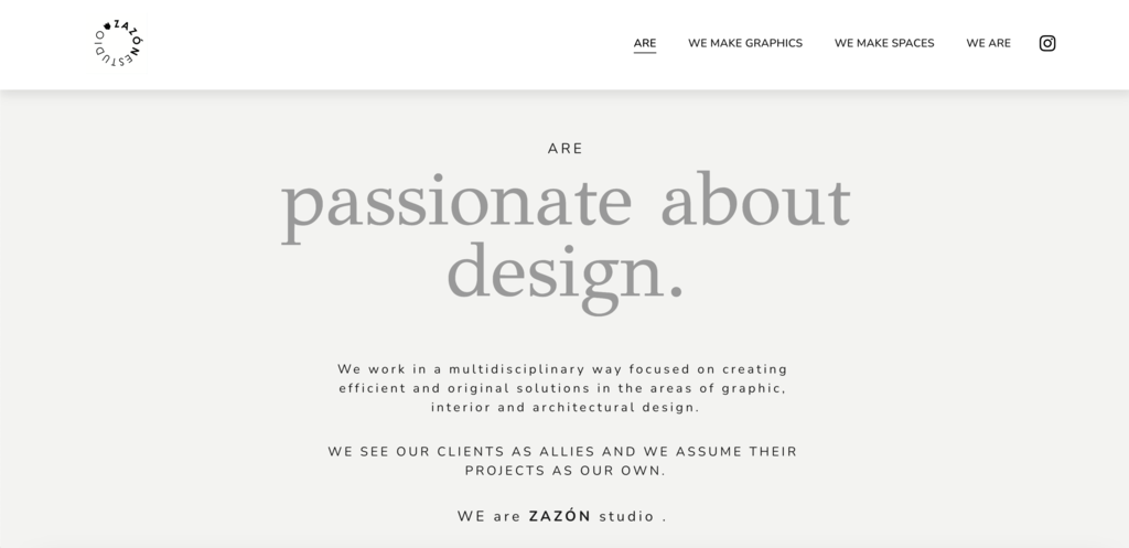 ZAZÓN studio homepage