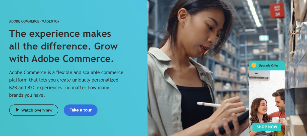 A call-to-action section of the Magento section of Adobe's website