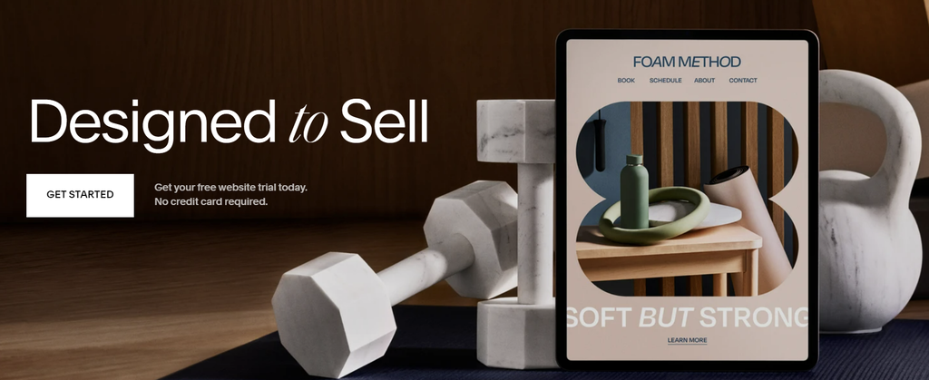 The landing page of Squarespace