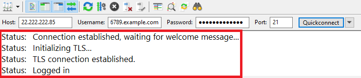 Monitoring the connection status on FileZilla
