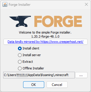 The Install client option in the Forge installer
