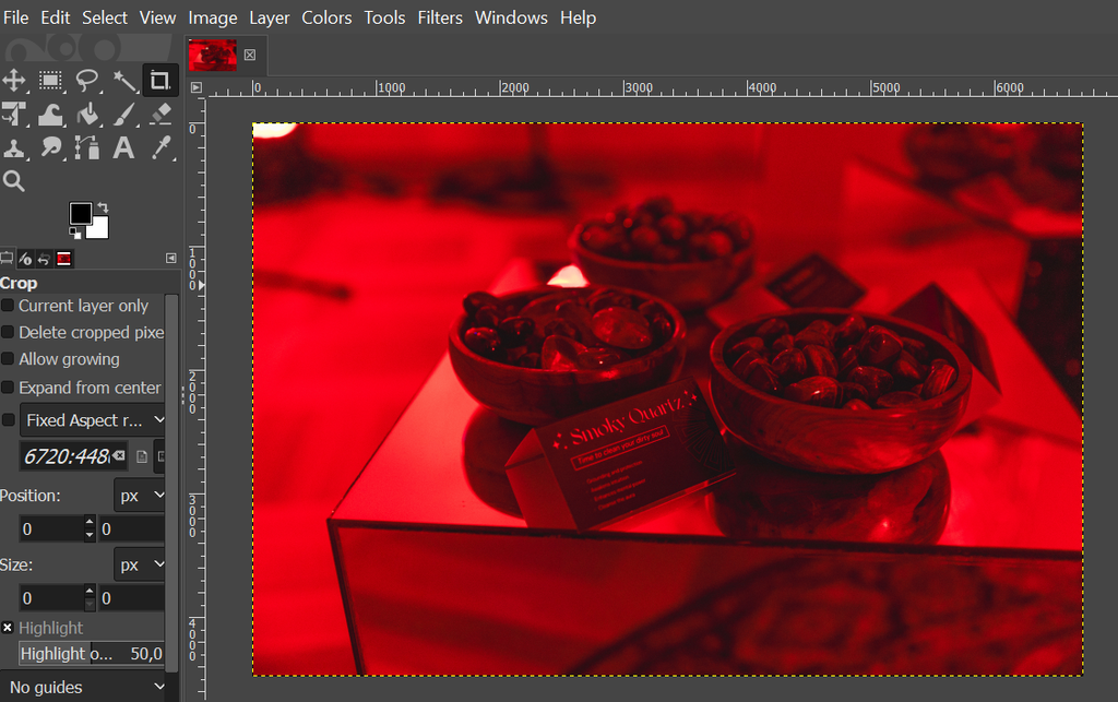 GIMP's editor with an imported image