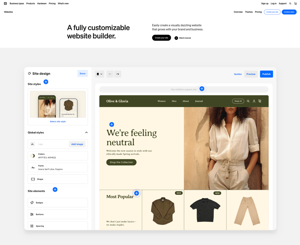 Square Online landing page