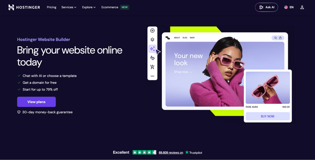 Hostinger Website Builder landing page