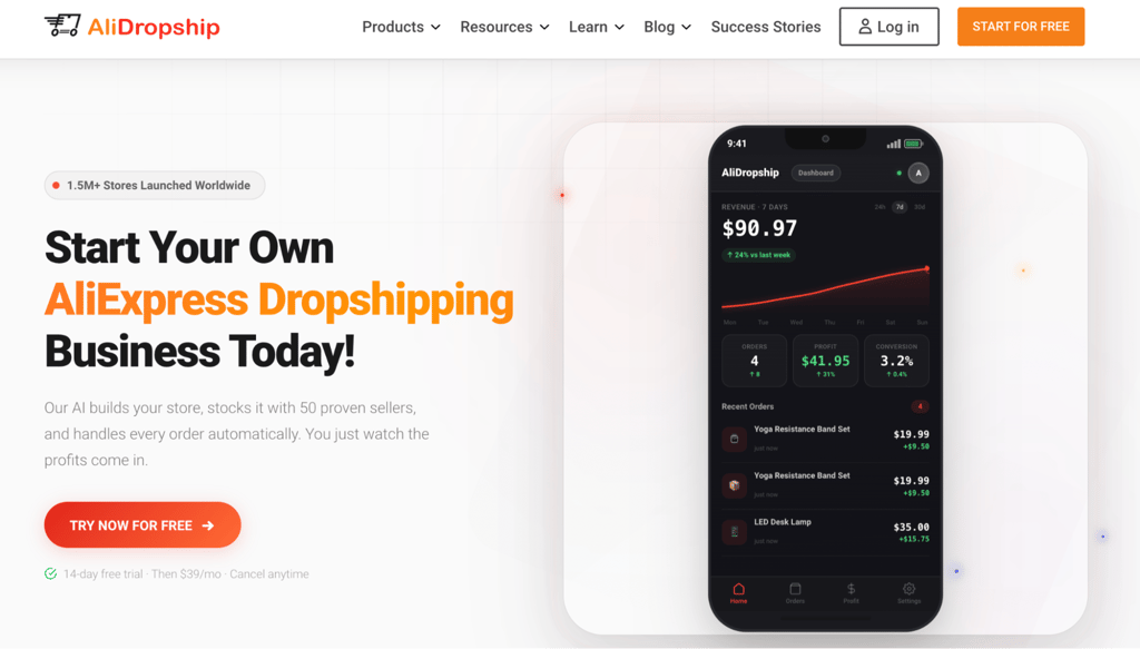 AliDropship landing page