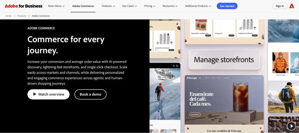 Magento (Adobe Commerce) landing page