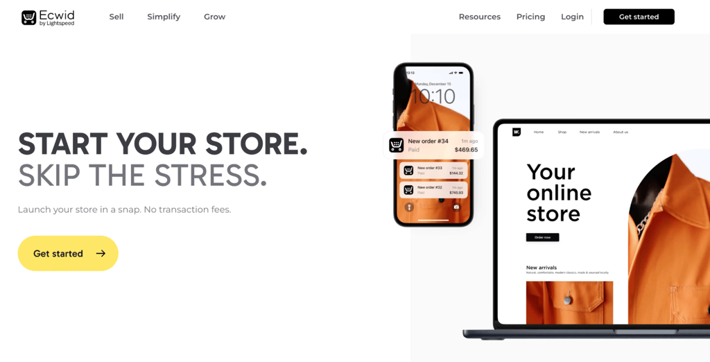 Ecwid landing page