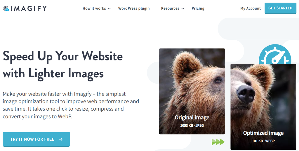 Imagify's homepage