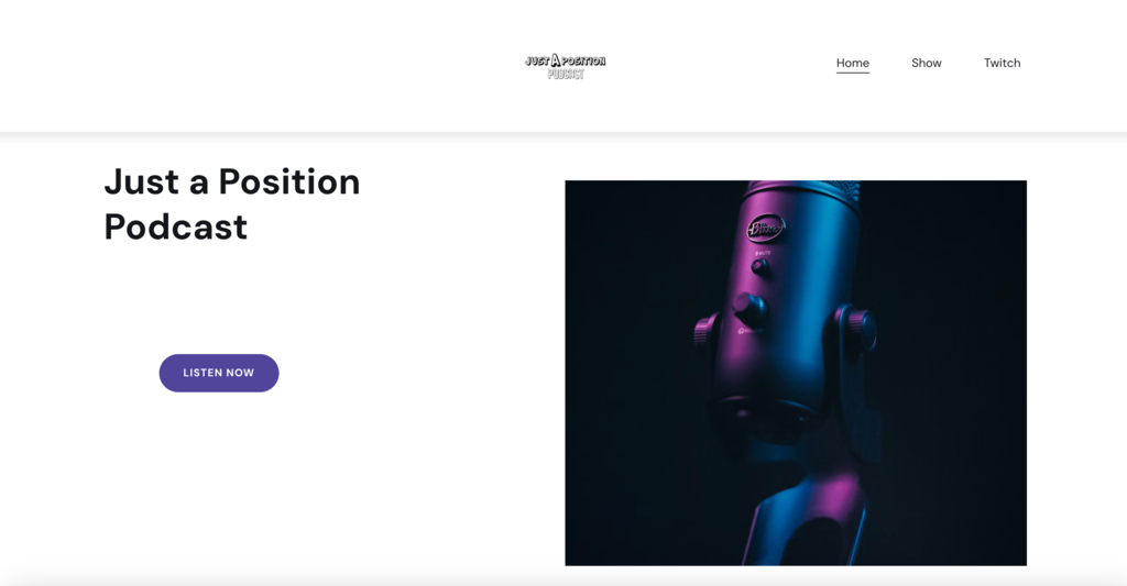 Página de inicio de Just a Position Podcast
