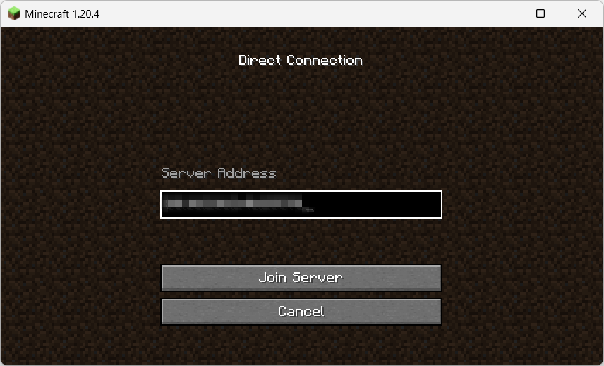 Connecting to a Minecraft server using a server address