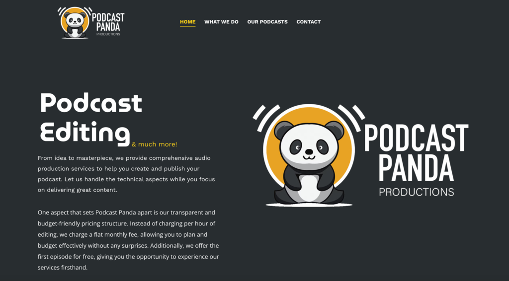 Página de inicio de Podcast Panda