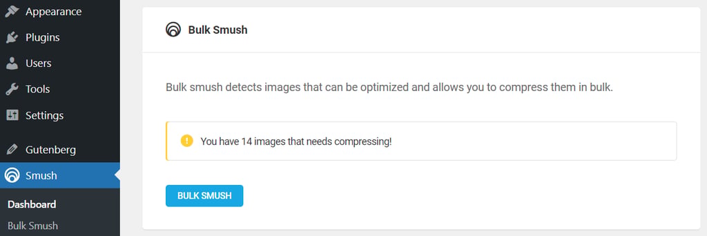 The Bulk Smush section on Smush' dashboard