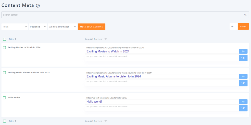 WP Meta SEO's interface