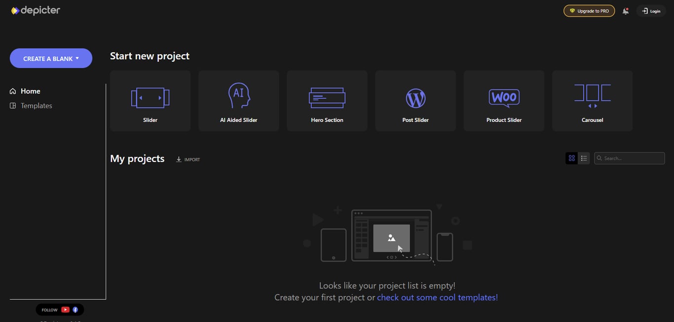 Depicter Slider dashboard