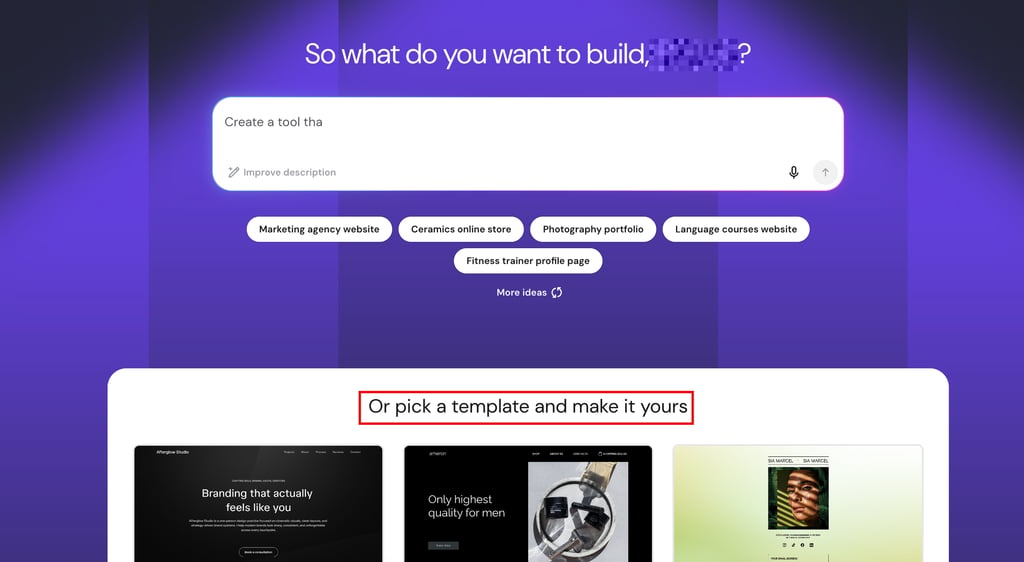Hostinger website templates page with the More menu open, showing Community templates for non-profit and church websites.