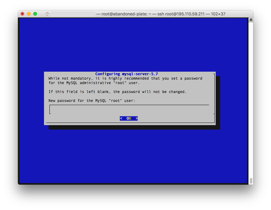 Installing LAMP on Ubuntu - MySQL Password