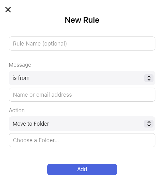 A pop-up to create a new rule in Mac Mail