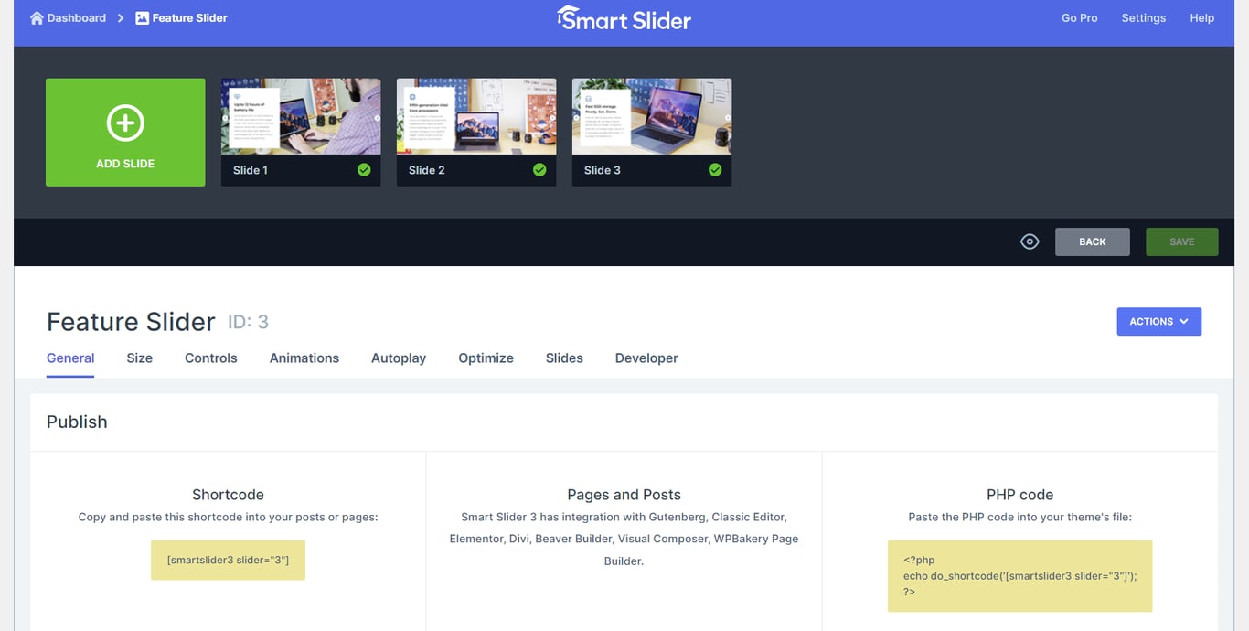 Smart Slider 3 dashboard