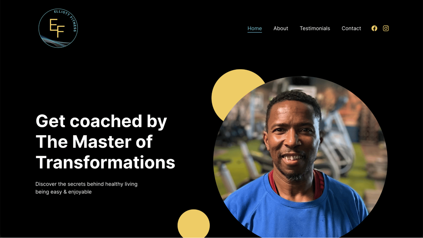 Elliott Fitness landing page