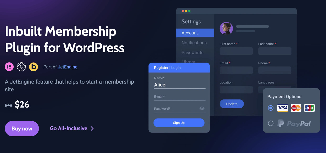 JetEngine: one of the best WordPress membership plugins
