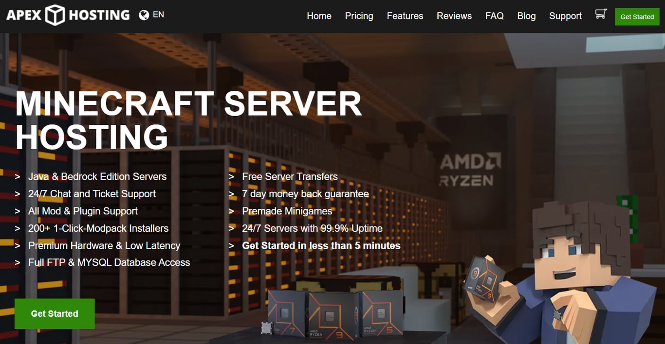 Apex Hosting game server hosting landing page