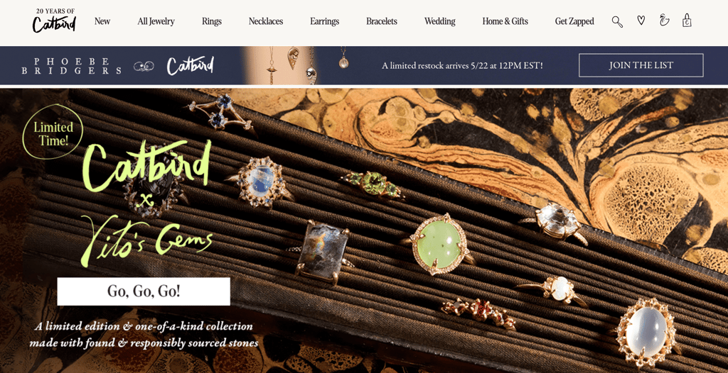 Catbird official store's homepage
