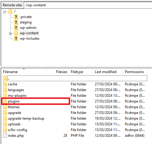 Locating the plugins directory via FileZilla