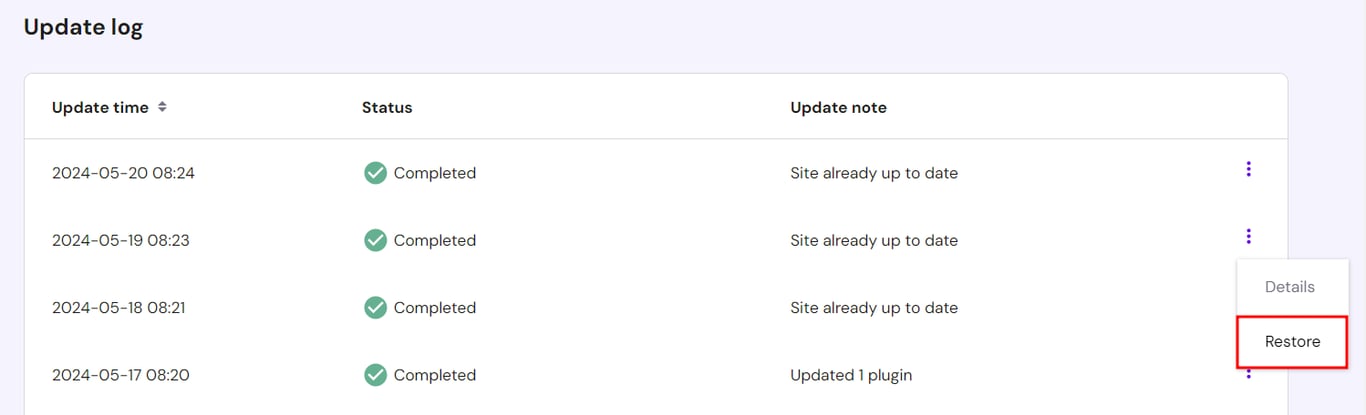 Restoring a WordPress backup via Hostinger's hPanel
