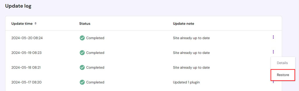 Restoring a WordPress backup via Hostinger's hPanel