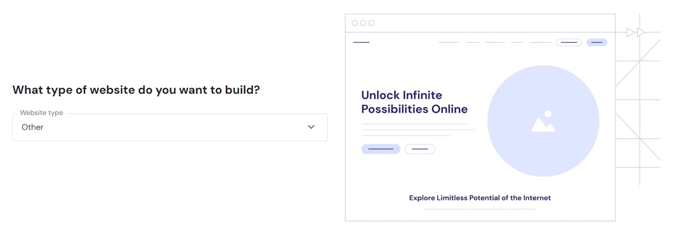 The step to choose a website type on hPanel