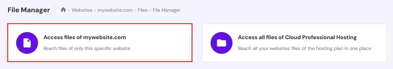 Accessing website files via Hostinger's File Manager