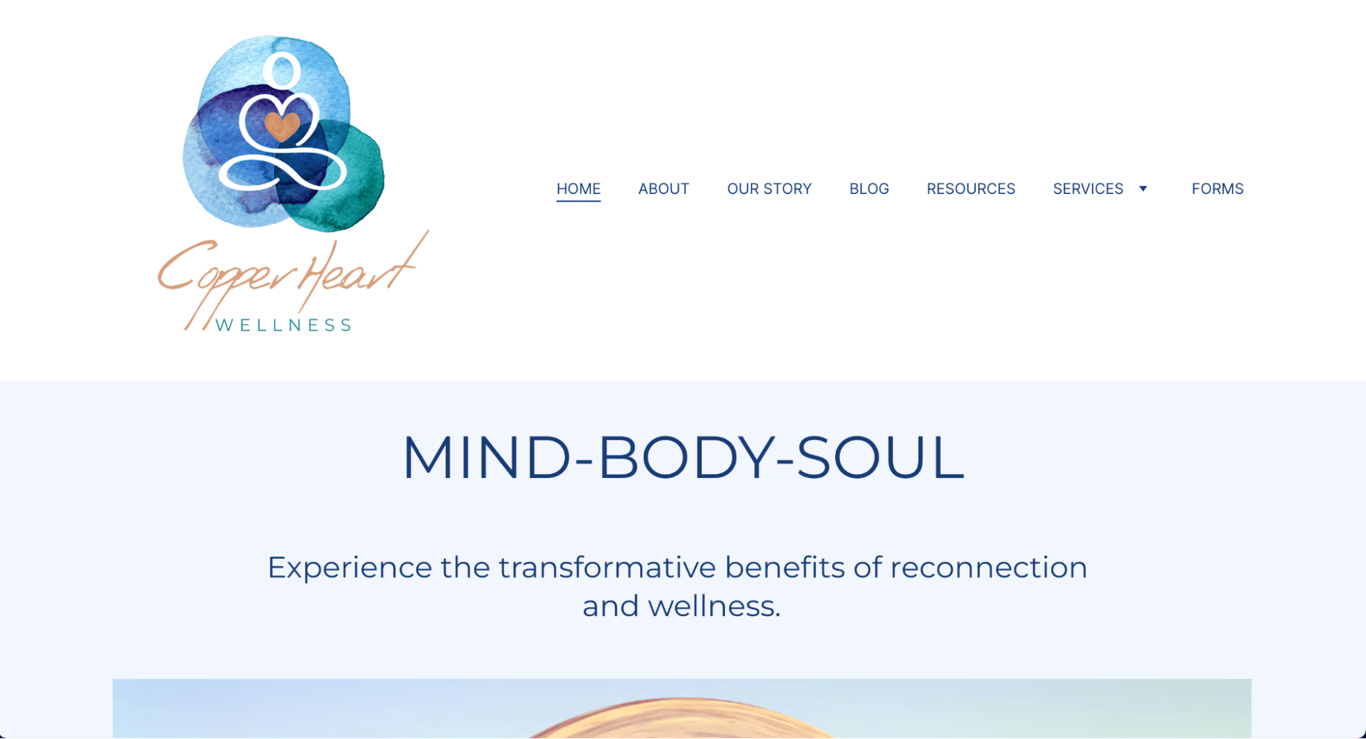 Copper Heart Wellness landing page