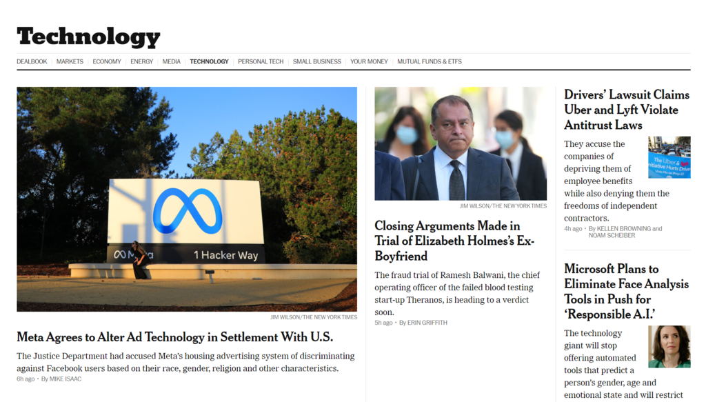 Example of an F-shaped website reading pattern