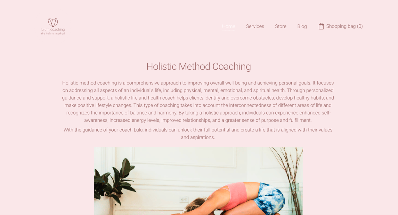 LuluFit Coaching landing page