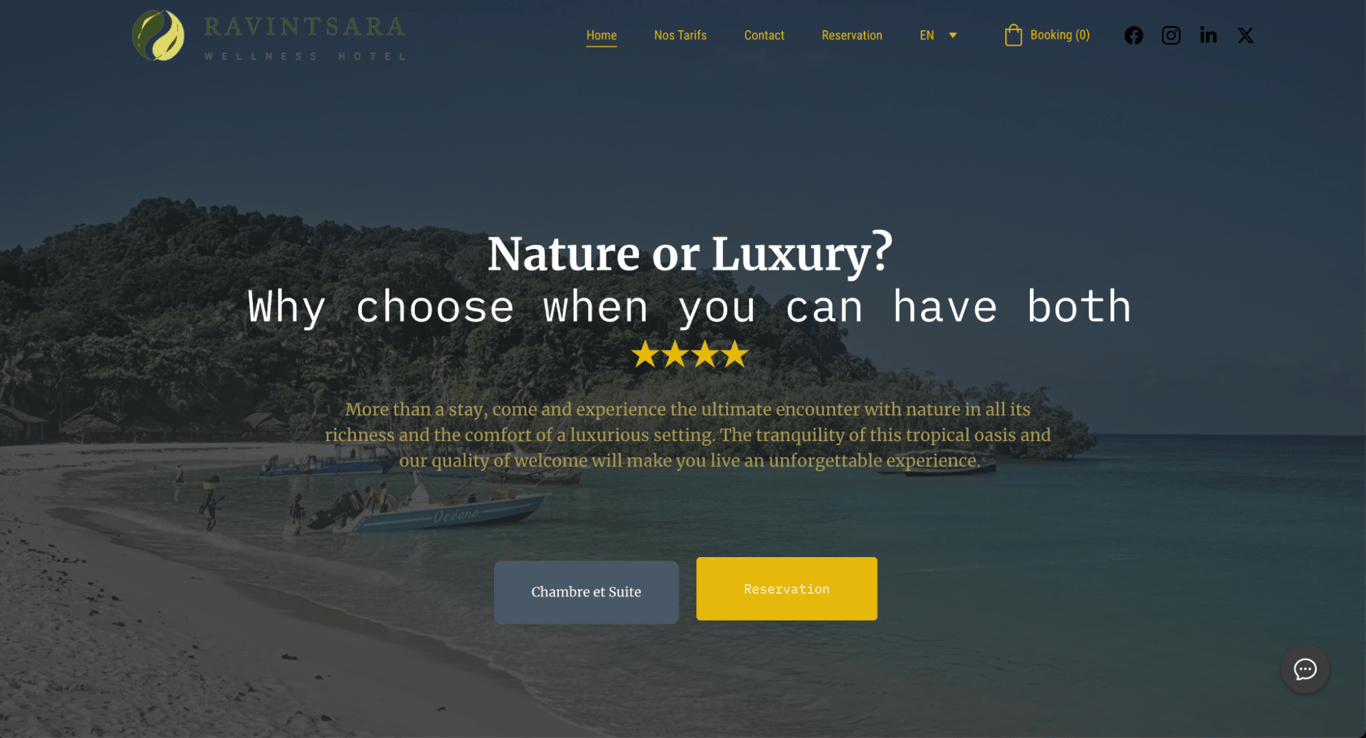 Ravintasara Wellness Hotel landing page