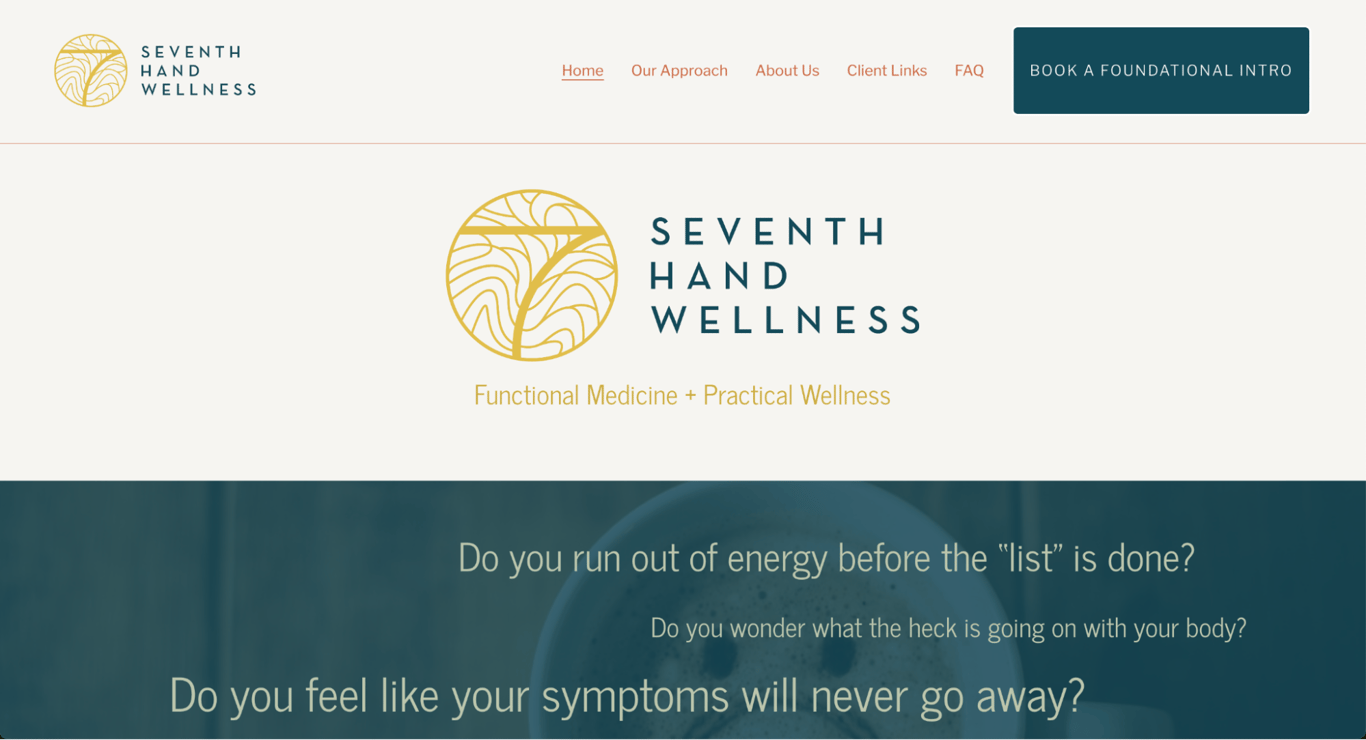 Seventh Hand Wellness landing page