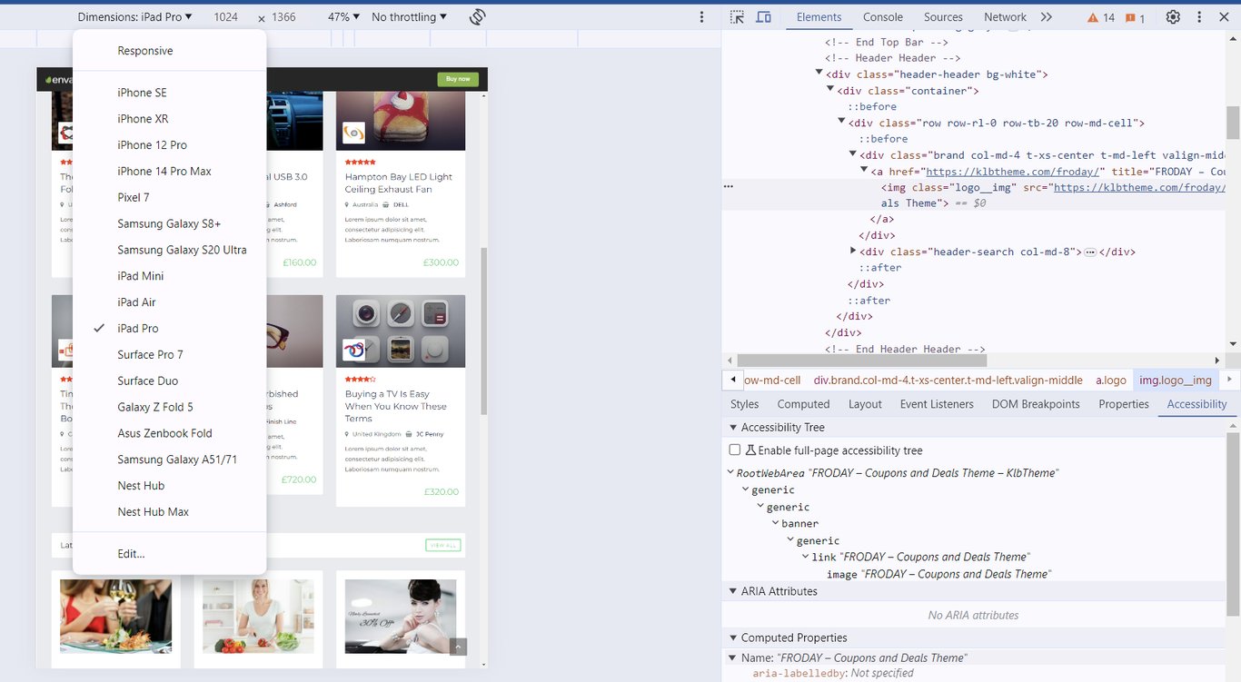The feature to adjust screen dimensions in Google Chrome's Inspect tool