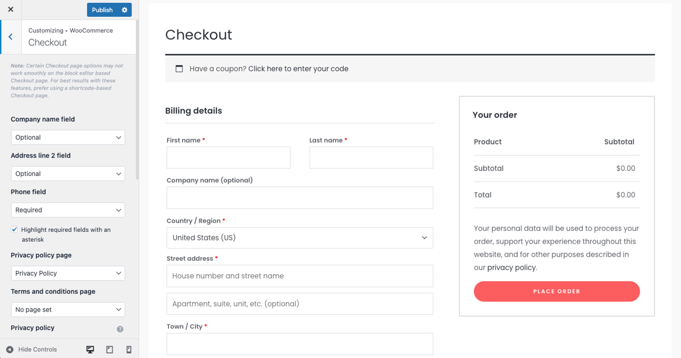 Customizing Astra's checkout page