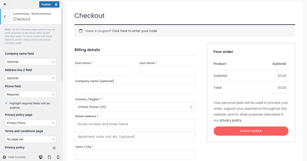 Customizing Astra's checkout page